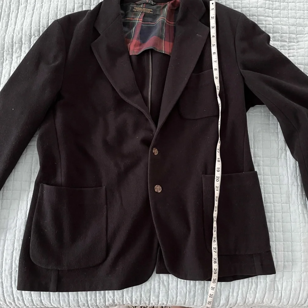 Brooks Brothers navy blue men’s blazer Jacket with Tartan details unlined casual